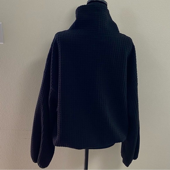 Max Studio Sweater Women’s Size Medium Black Cowl Neck Pullover waffle knit - Picture 4 of 15